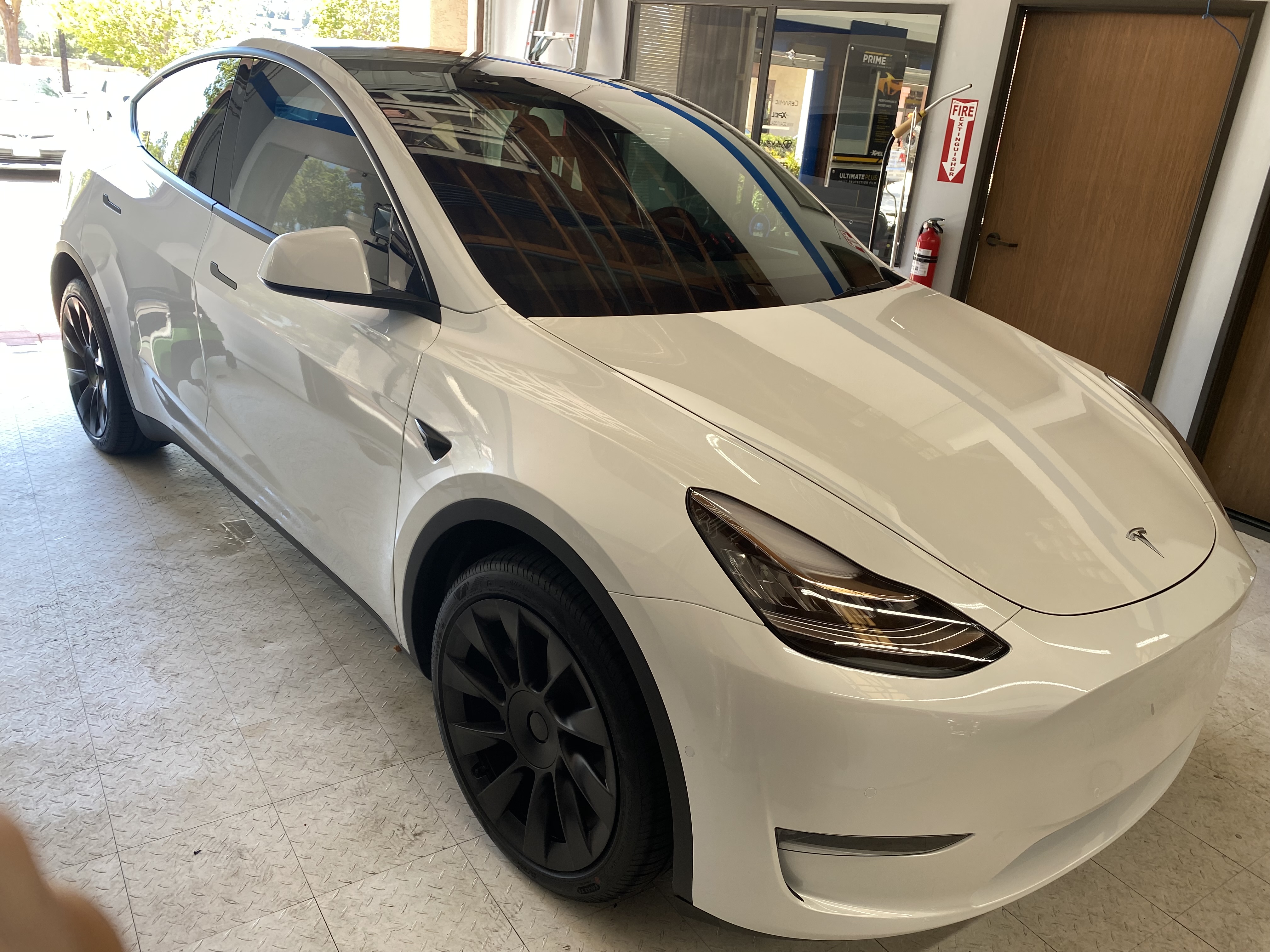 White Tesla Window Tinting