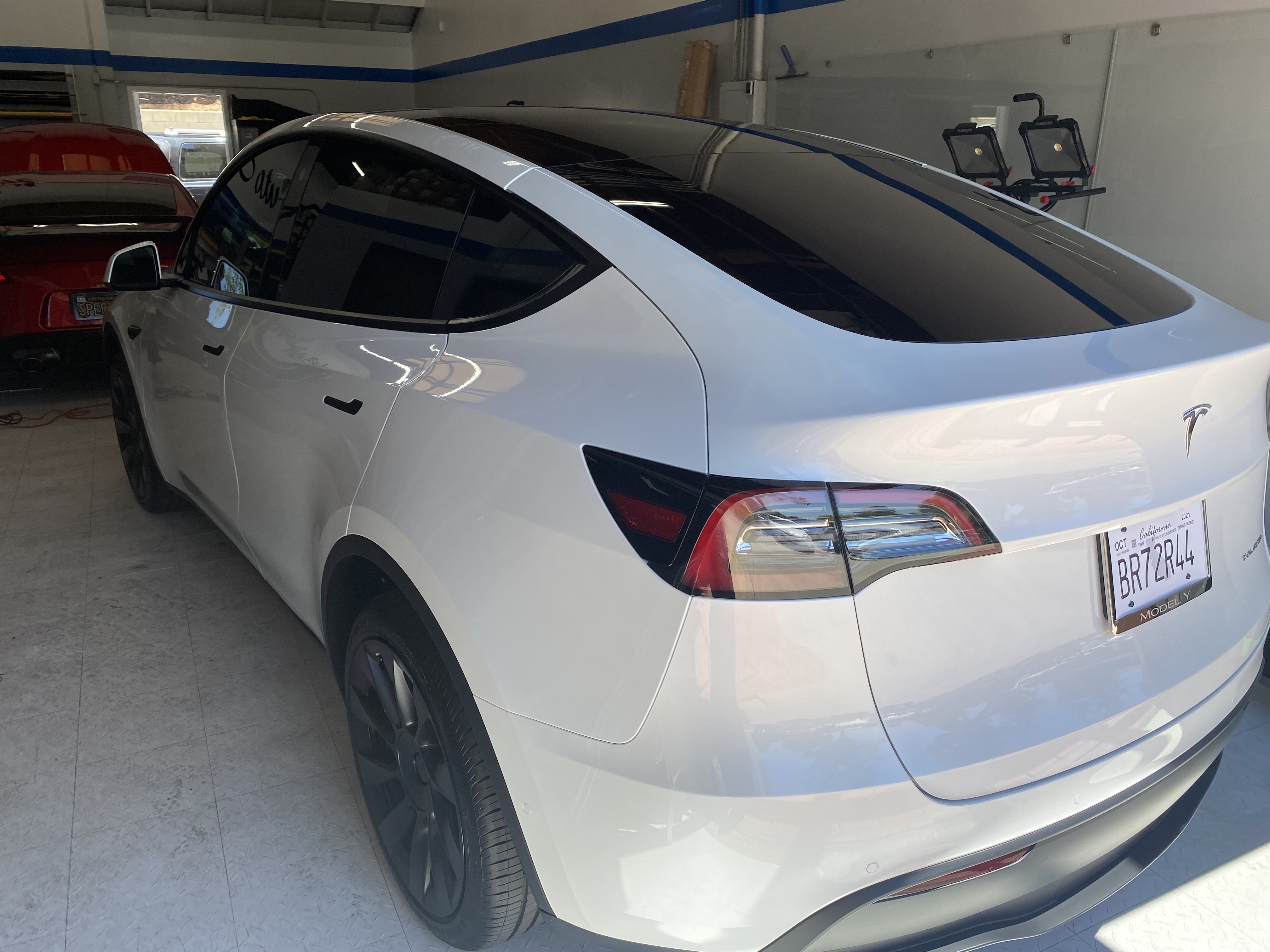 White Tesla Window Tinting