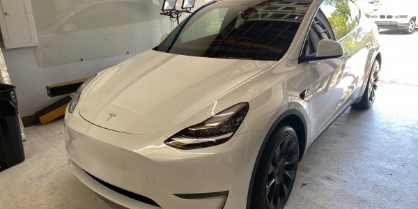 White Tesla Window Tinting