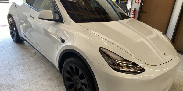 White Tesla Window Tinting