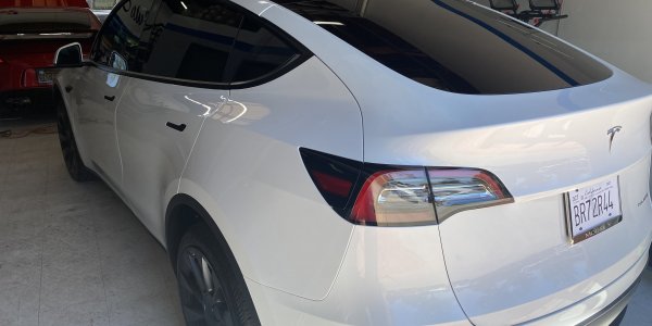 White Tesla Window Tinting